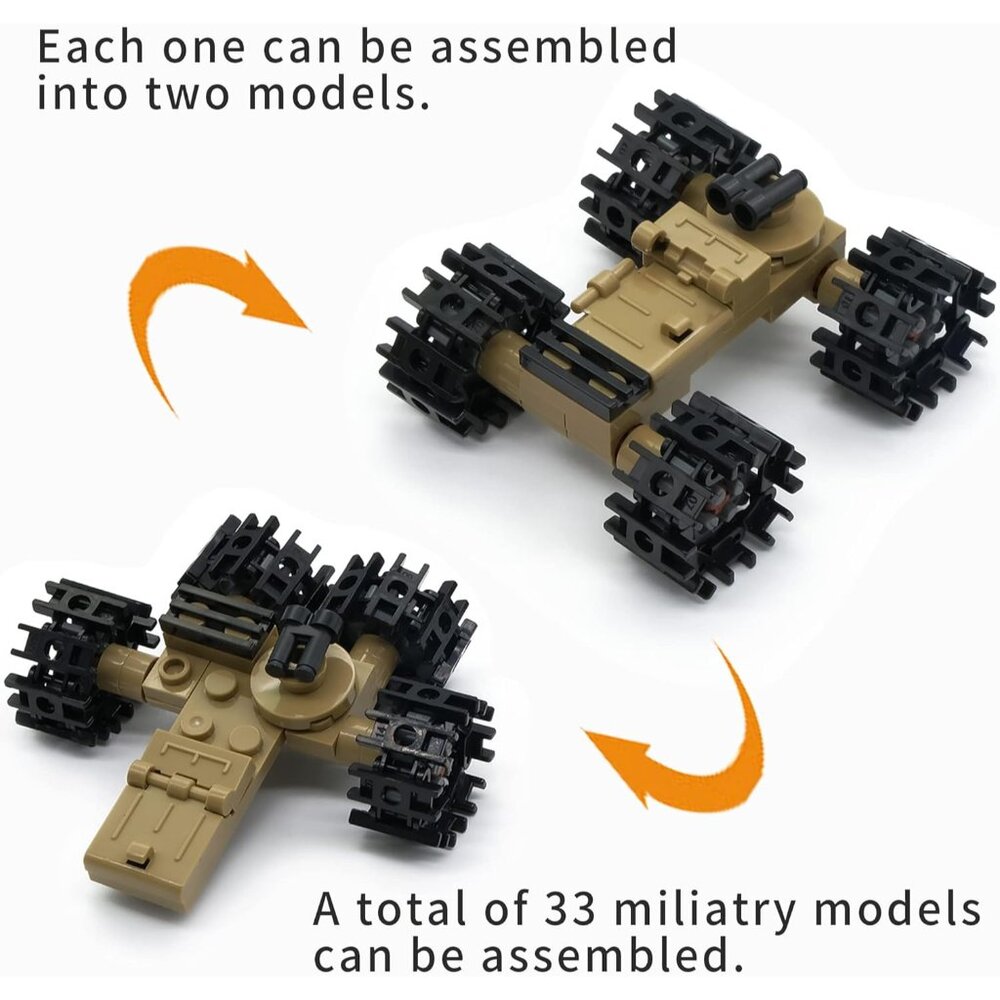 Army Tank Toy Building Blocks Set Compatible with Lego, Create a Armored Tank or - Picture 7 of 8